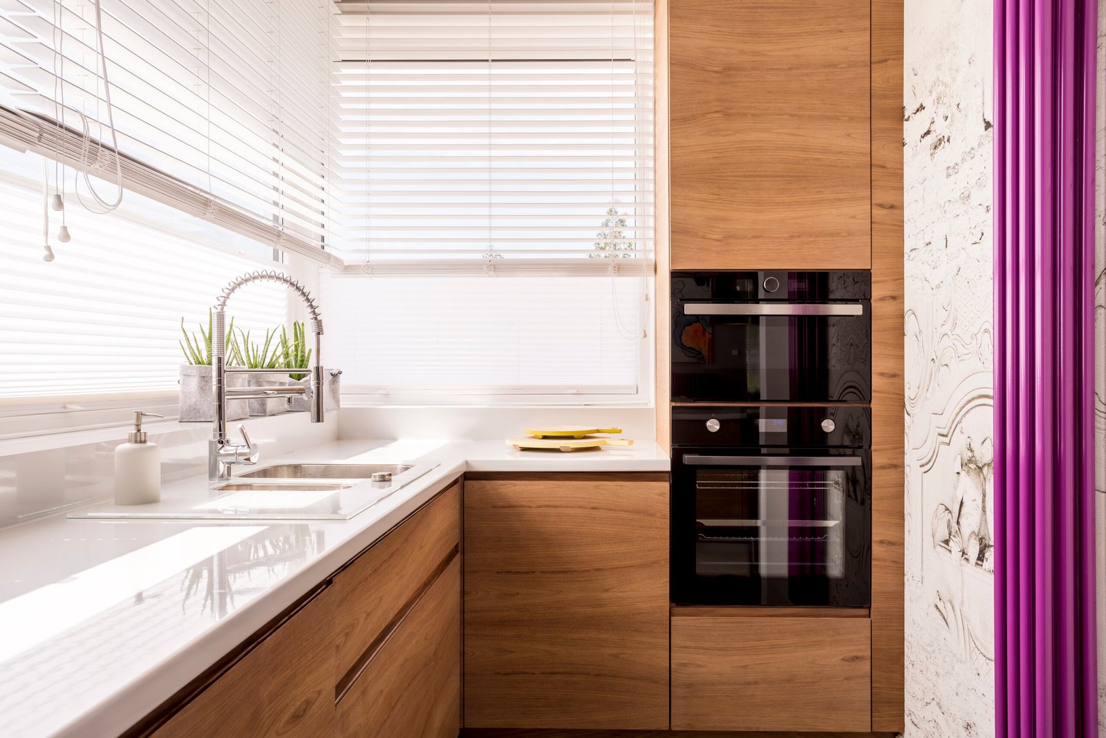 Modern kitchen with wood accents